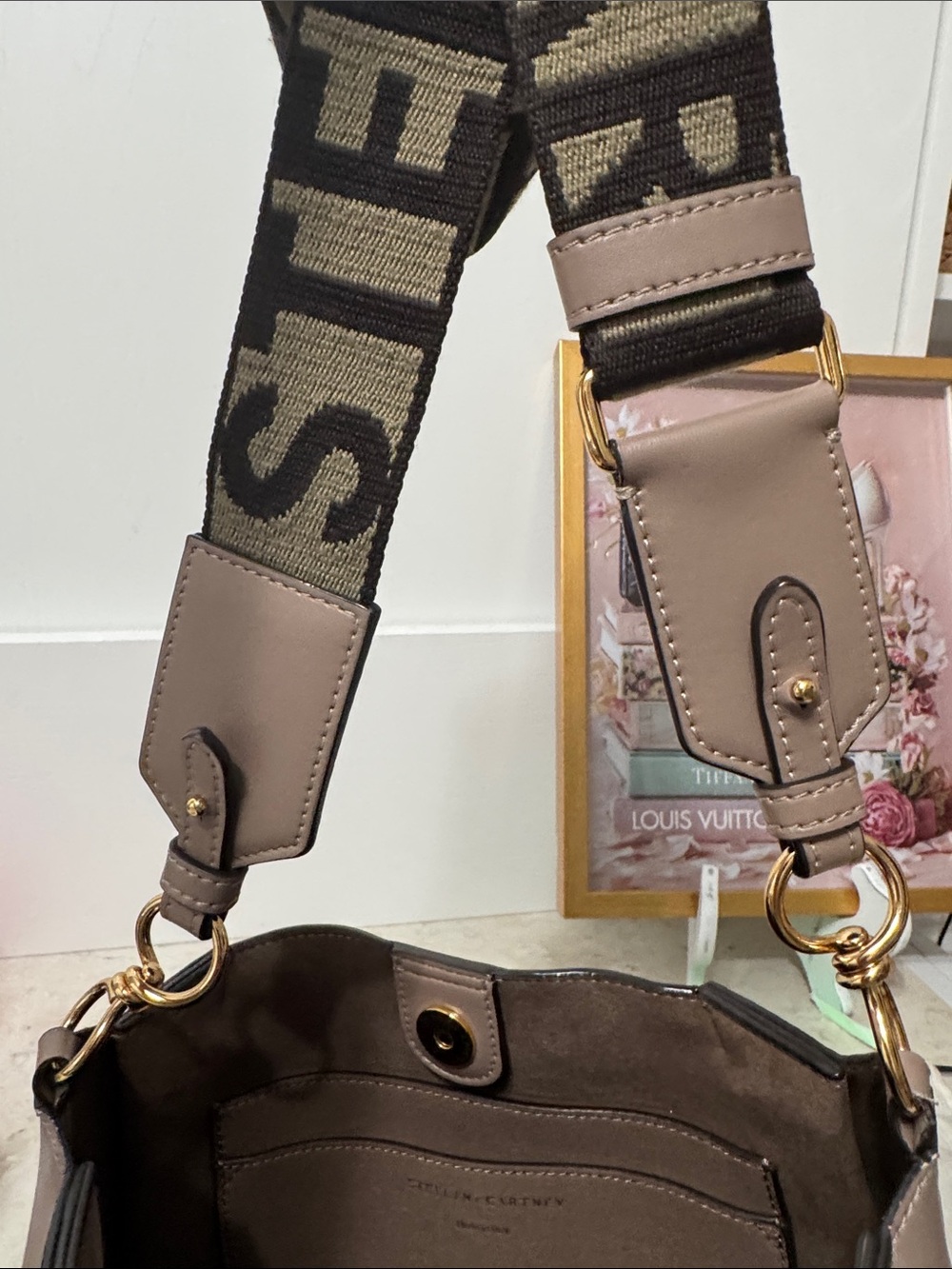 Stella McCartney Taupe Vegan Leather Tote with Branded guitars crossbody Strap - Picture 8 of 8